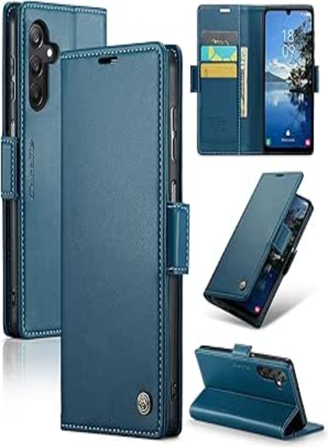 FASCINATION phone case compatible with Samsung galaxy A25 5G Case Multifunctional Horizontal Flip Premium PU Leather Case, with Card Slot & Holder & Wallet for Samsung galaxy A25 5G (Blue)